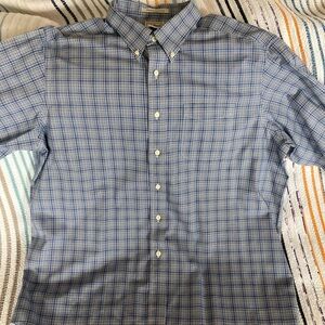 L.L.Bean Blue Plaid Men’s Button-Down Long-Sleeved Shirt